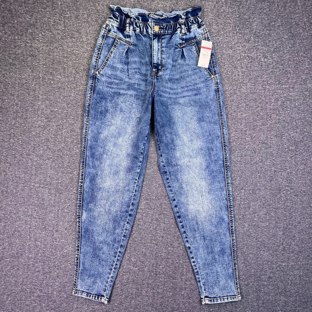 Vintage America Paperbag Jeans Womens 6 Blue Acid Wash High Rise Denim Fits26x28
